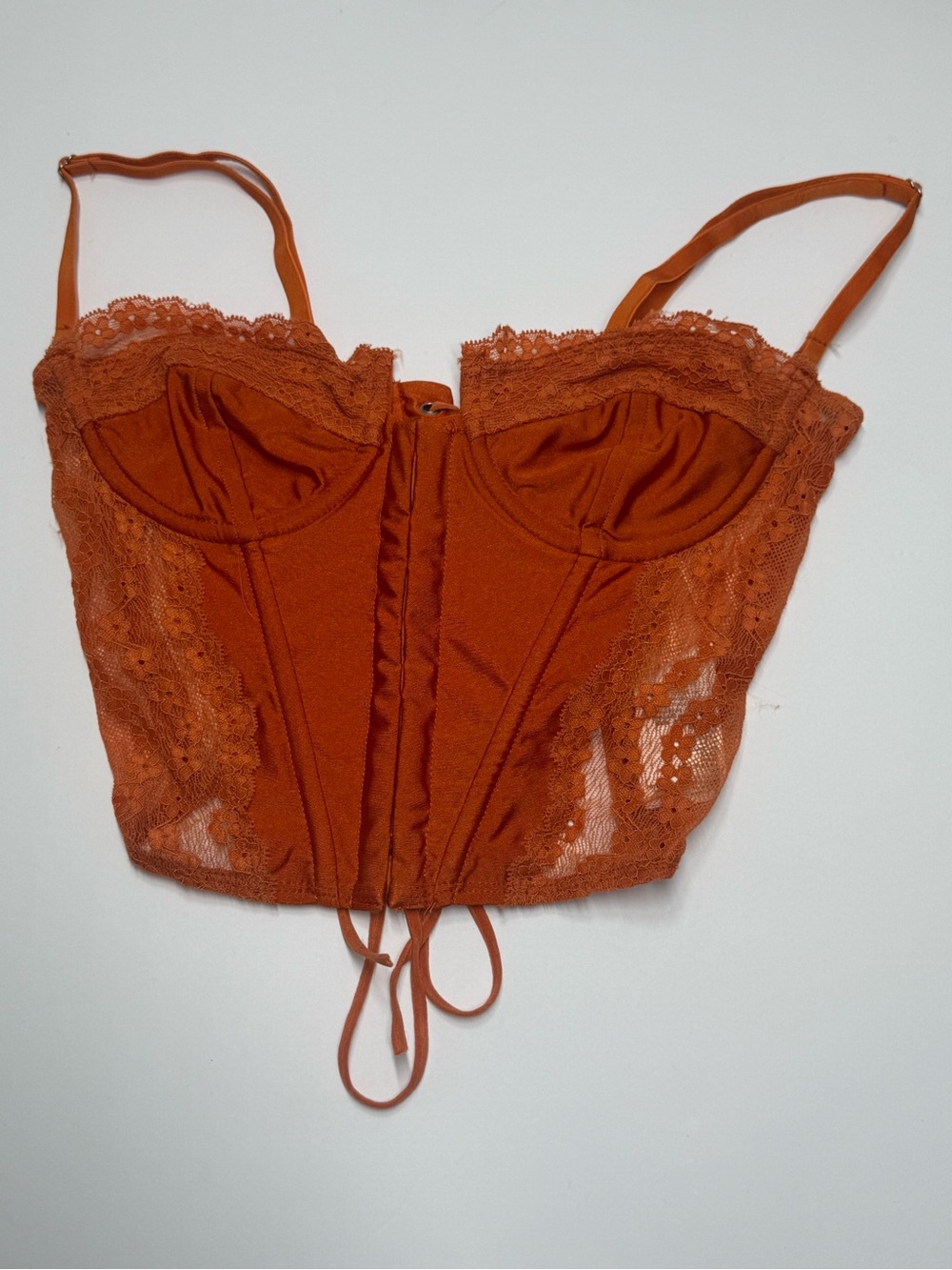 Edikted Rust Lace Corset  Top